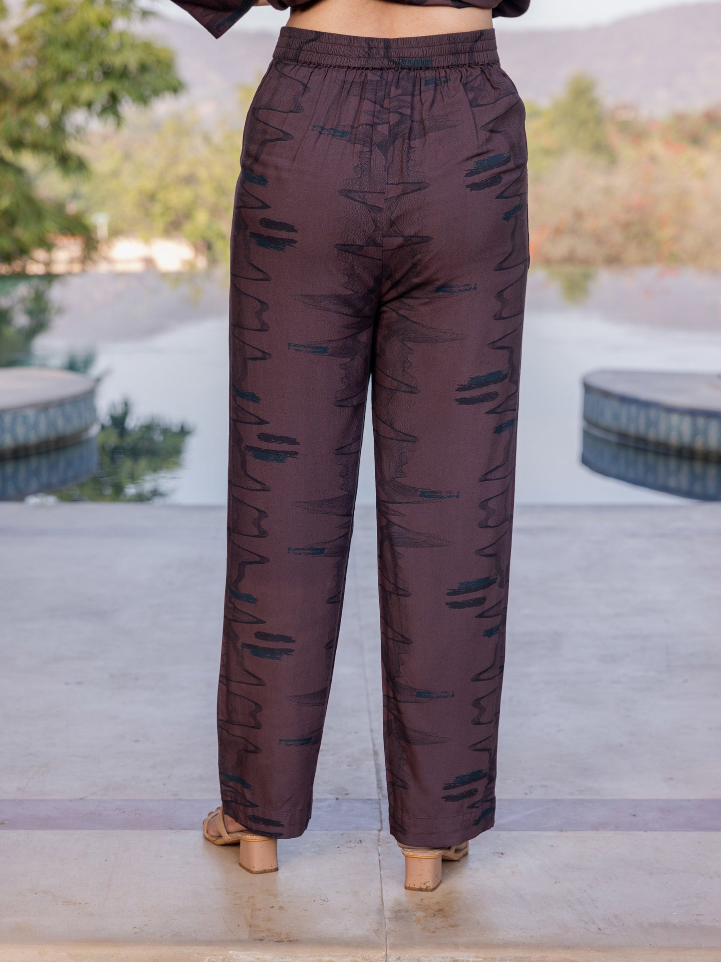 Viscose Abstract A-line Brown Kurta