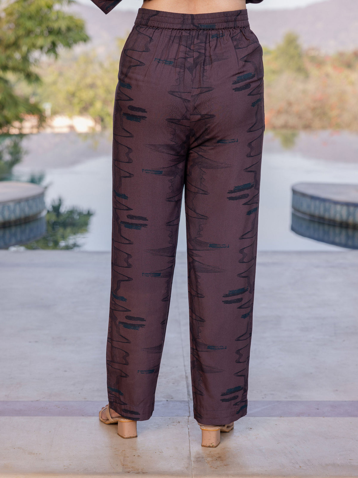 Viscose Abstract A-line Brown Kurta