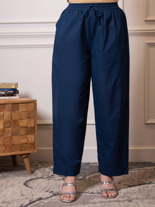 Soft cotton Solid Blue Trousers