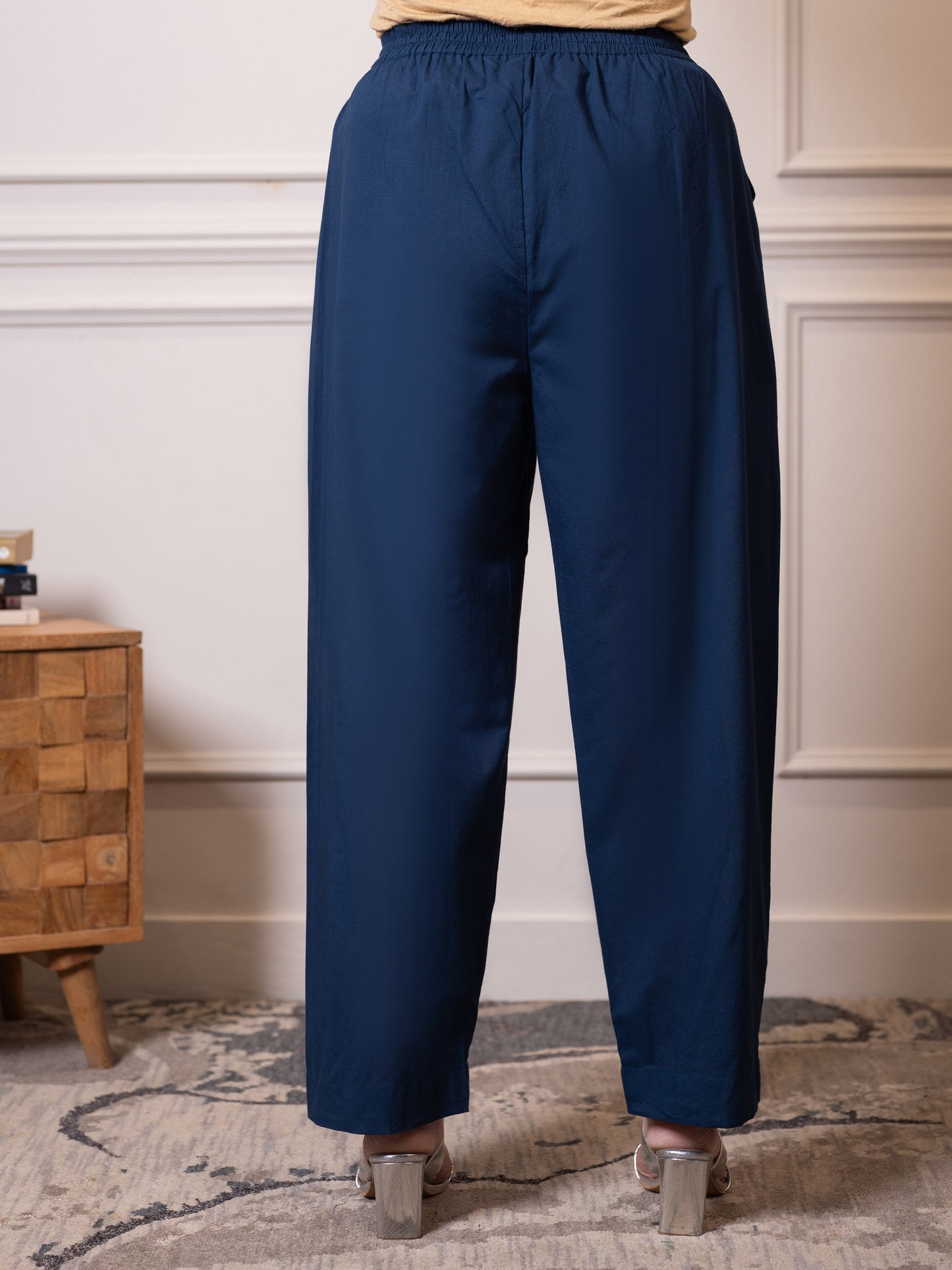 Soft cotton Solid Blue Trousers