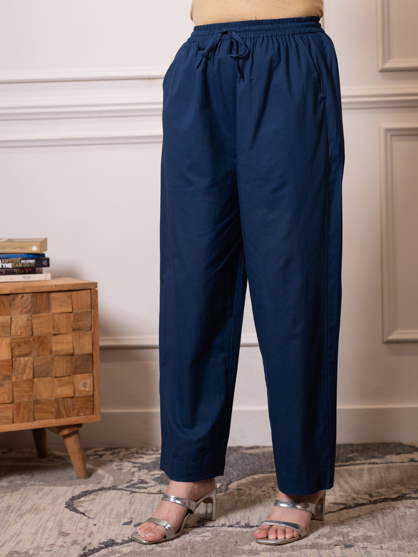 Embroidered Soft cotton Solid Anarkali Blue Kurta