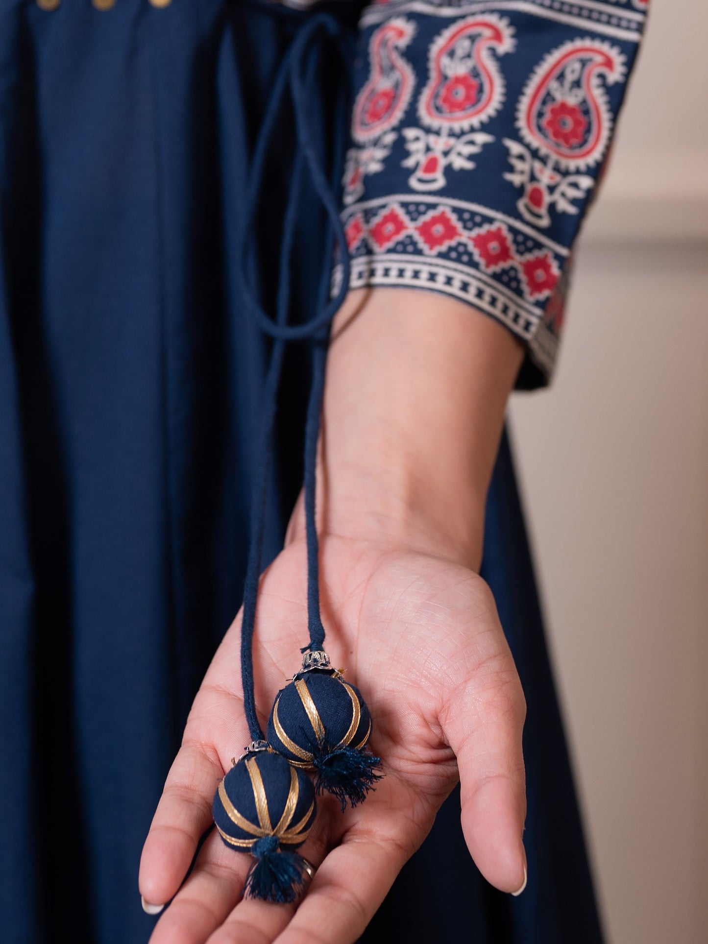Embroidered Soft cotton Solid Anarkali Blue Kurta