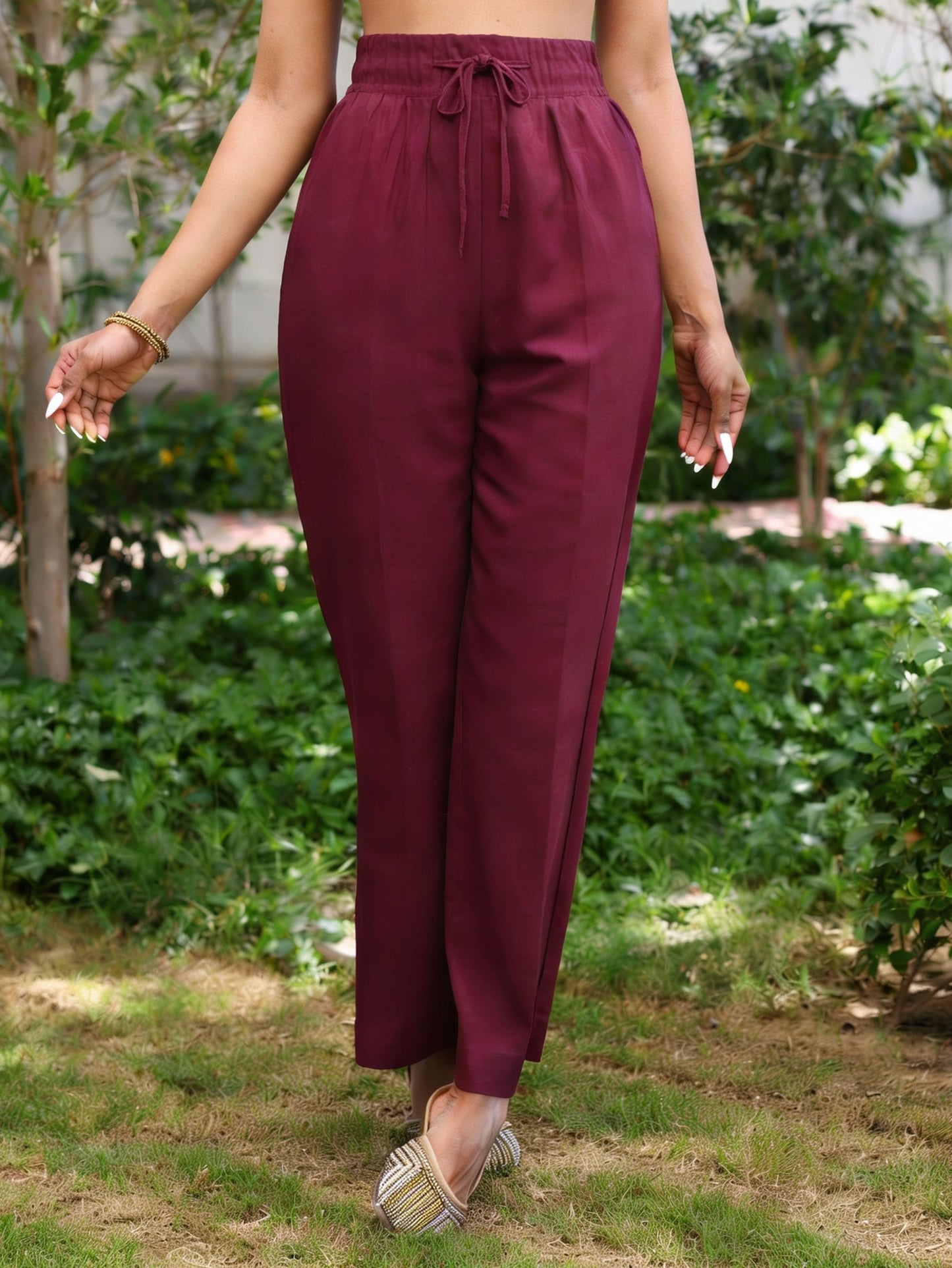 Viscose Solid Anarkali Wine Kurta
