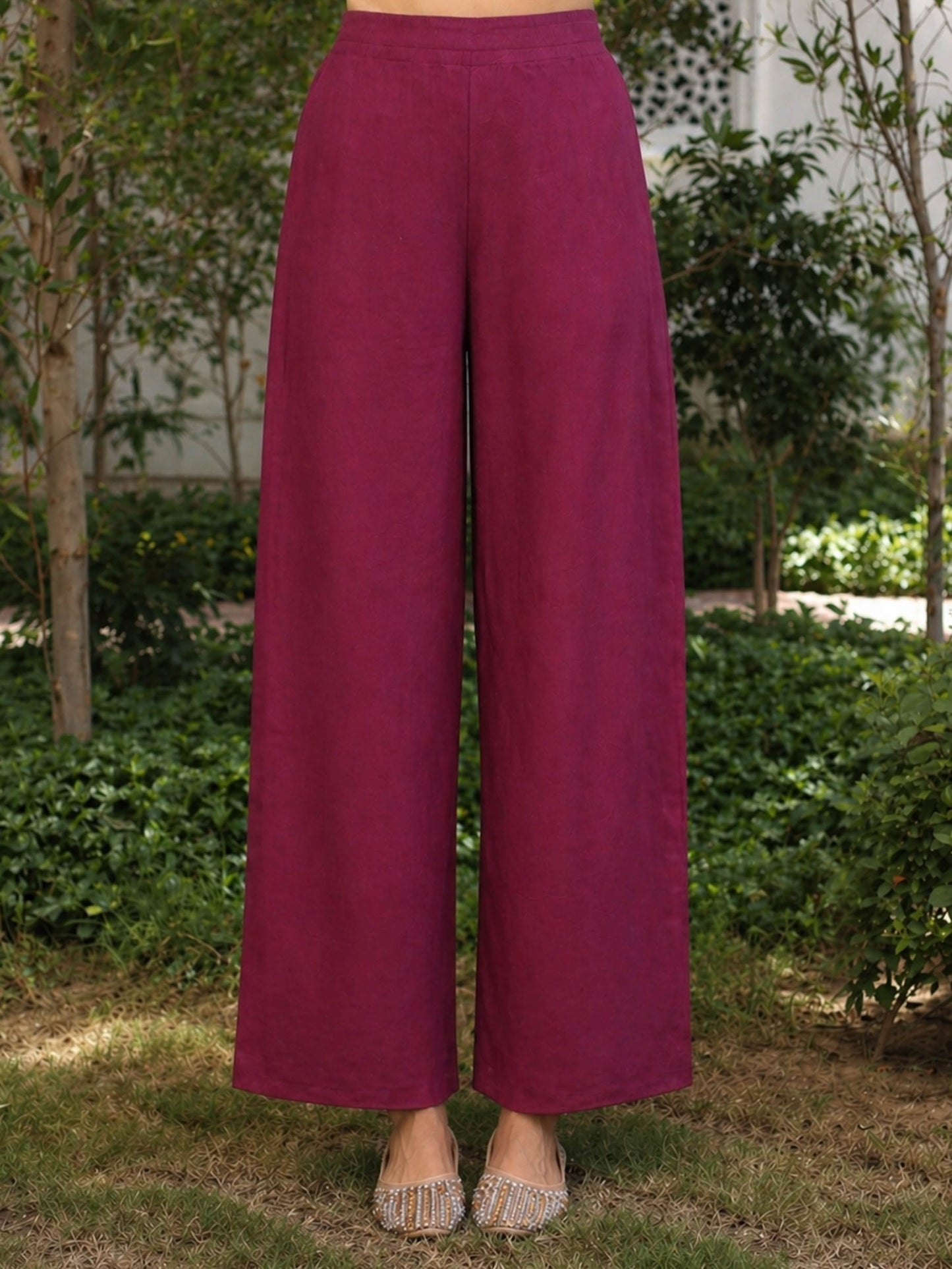 Viscose Solid Wine Palazzo