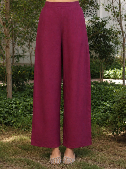 Viscose Solid Wine Palazzo