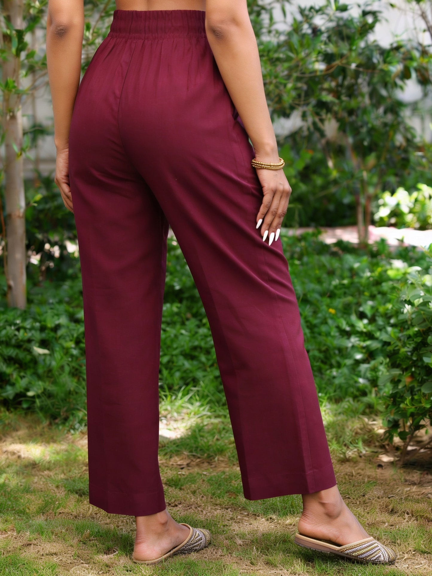 Viscose Solid Anarkali Wine Kurta