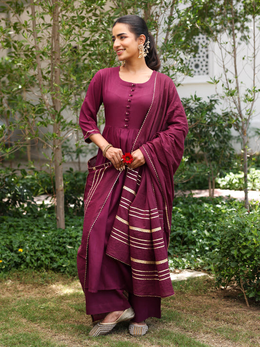 Cotton voile Solid Wine Dupatta