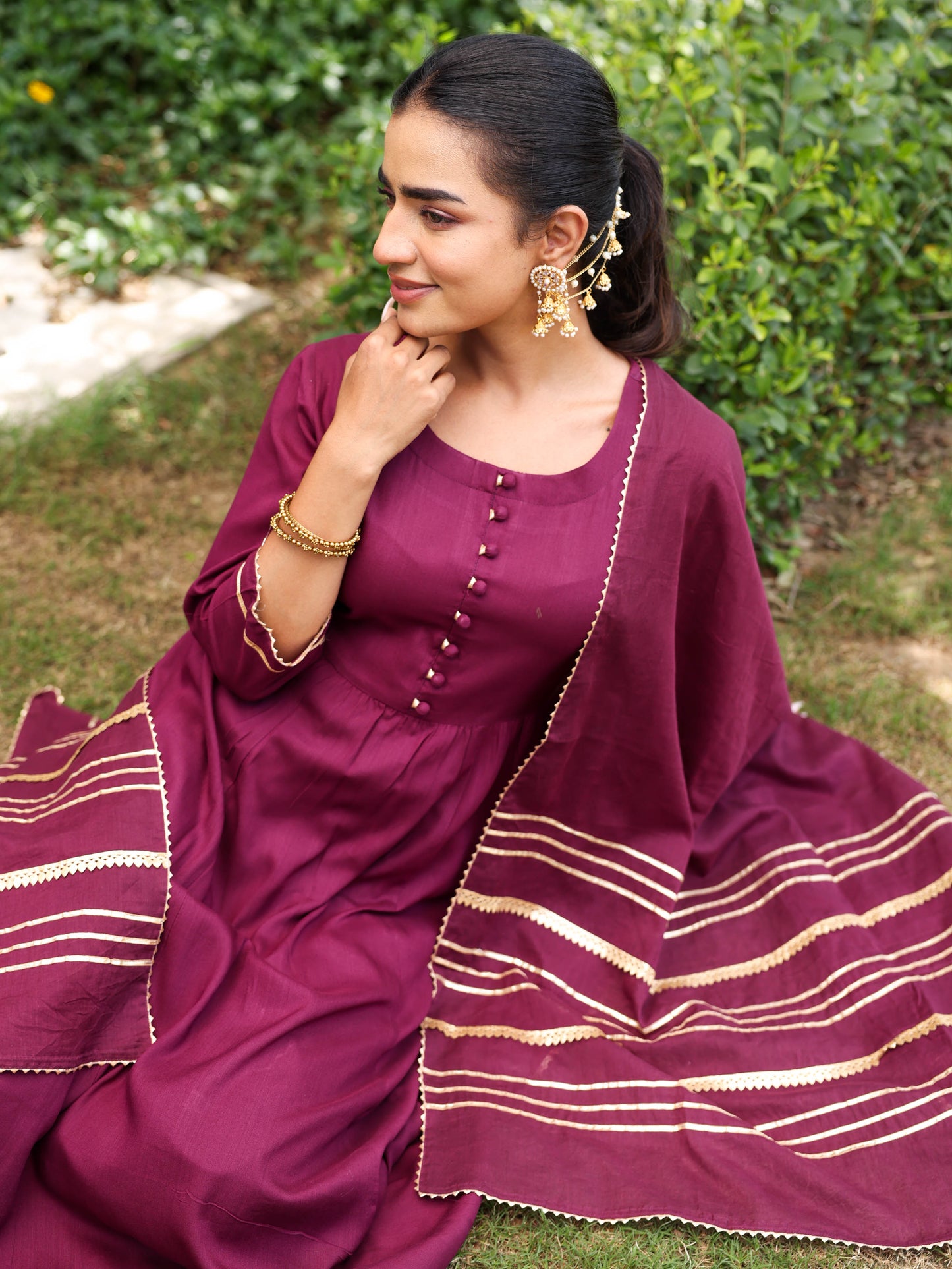 Cotton voile Solid Wine Dupatta
