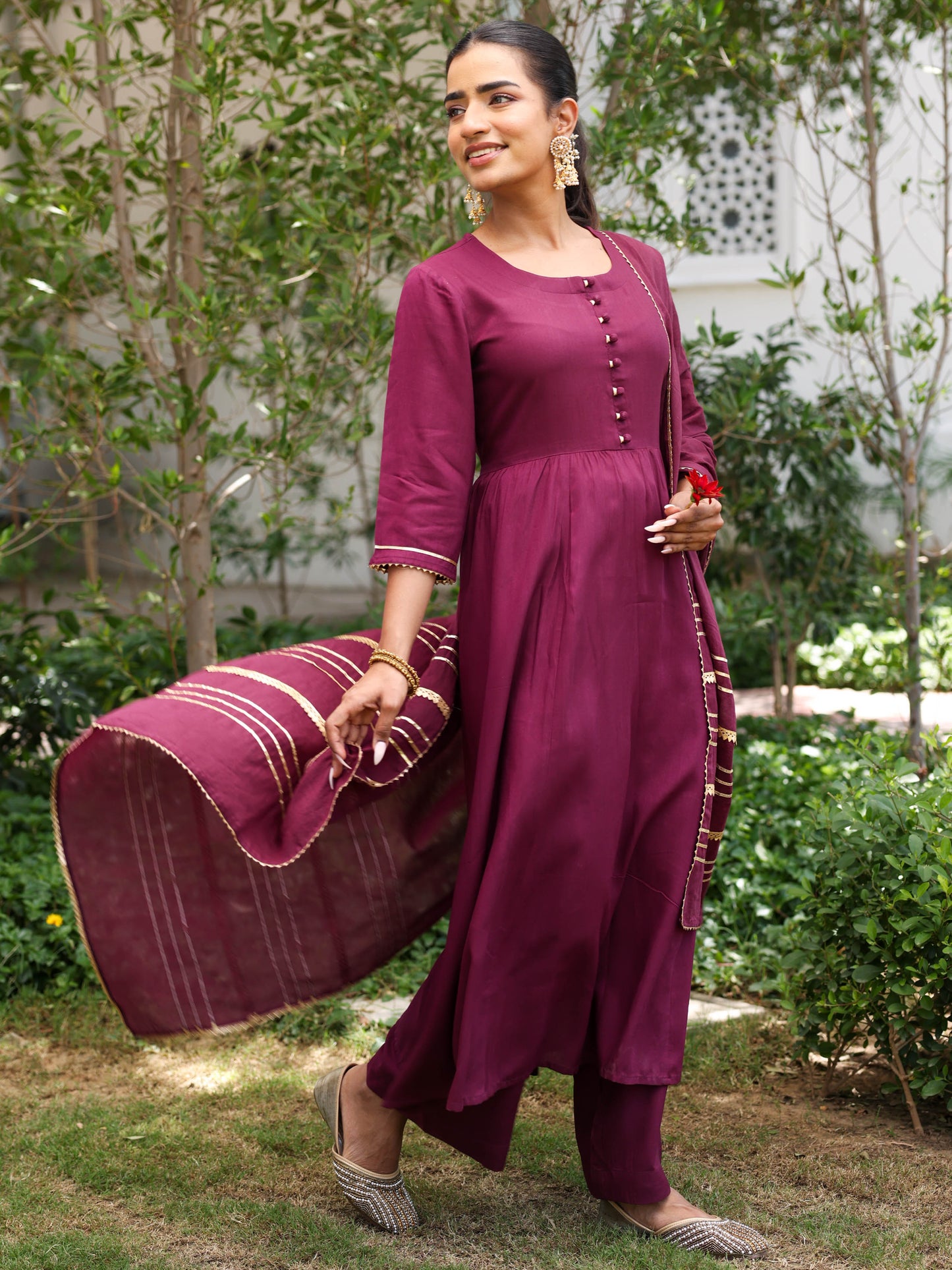 Cotton voile Solid Wine Dupatta