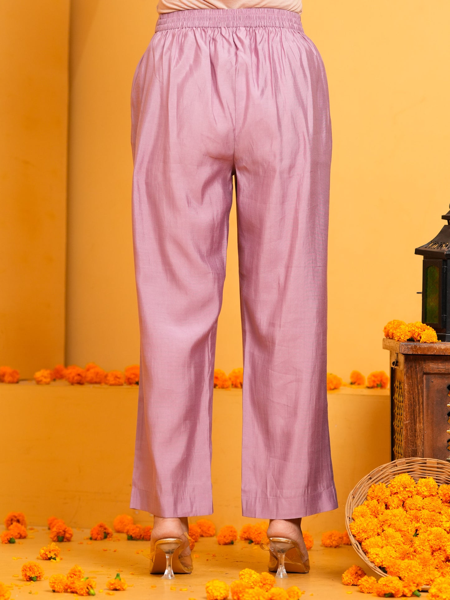 Embroidered Chanderi Solid Straight Dusty Pink Kurta