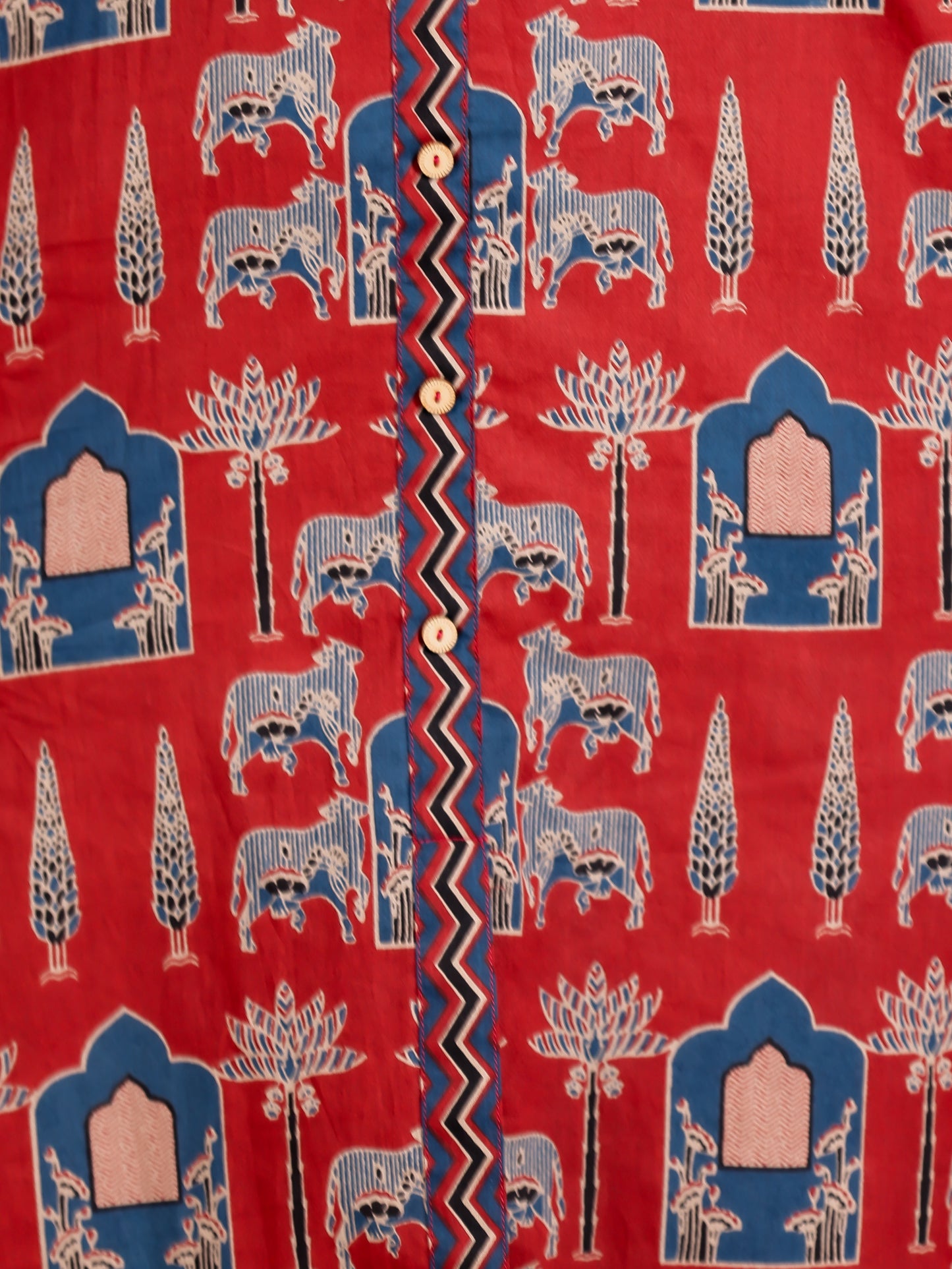 Soft Cotton Block Print A-line Maroon Kurta