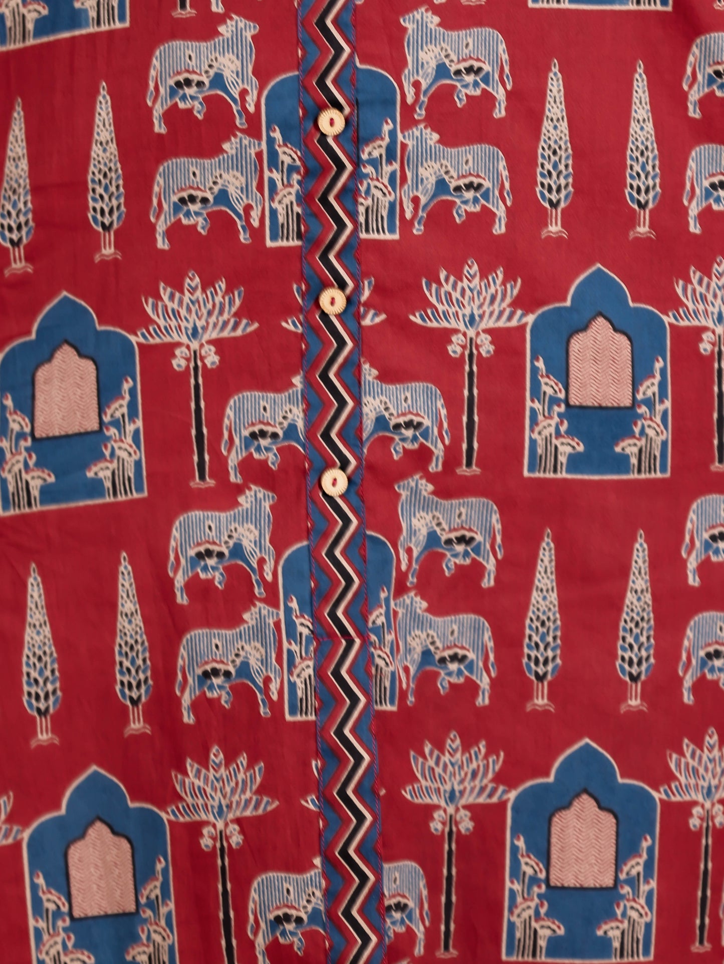 Soft Cotton Block Print A-line Maroon Kurta