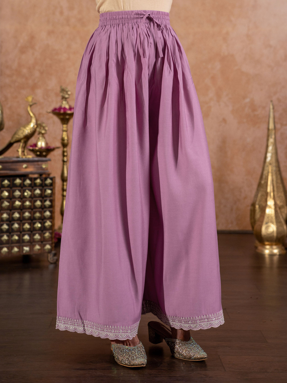 Chanderi Solid Lavender Sharara