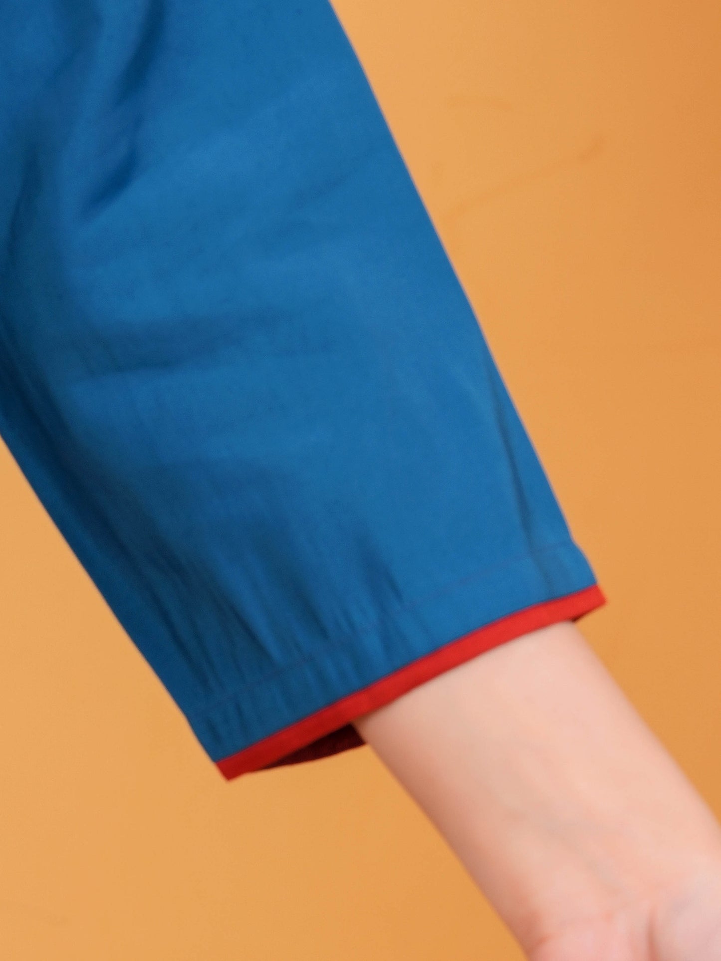 Embroidered Chanderi Solid Anarkali Blue Kurta