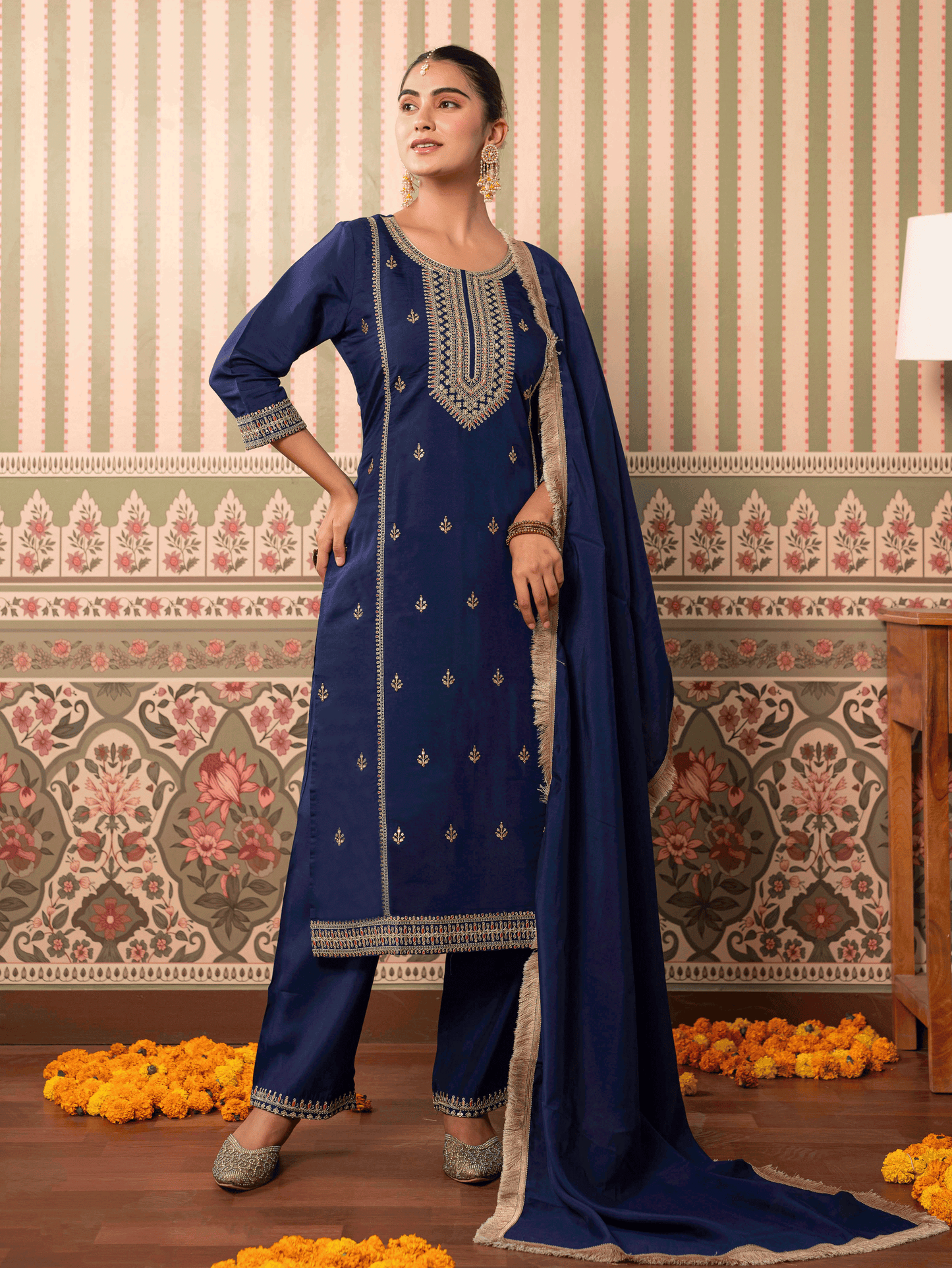 Chanderi Violet Dupatta
