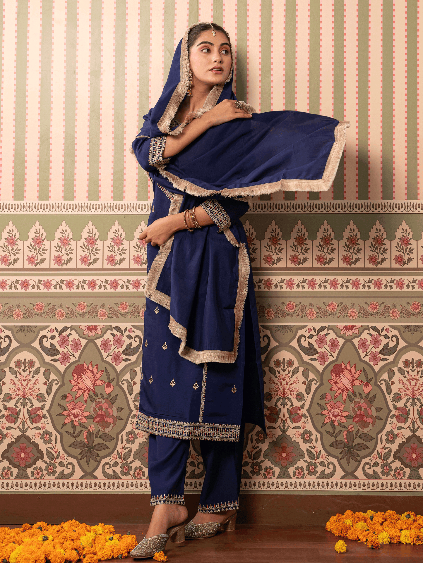 Chanderi Violet Dupatta