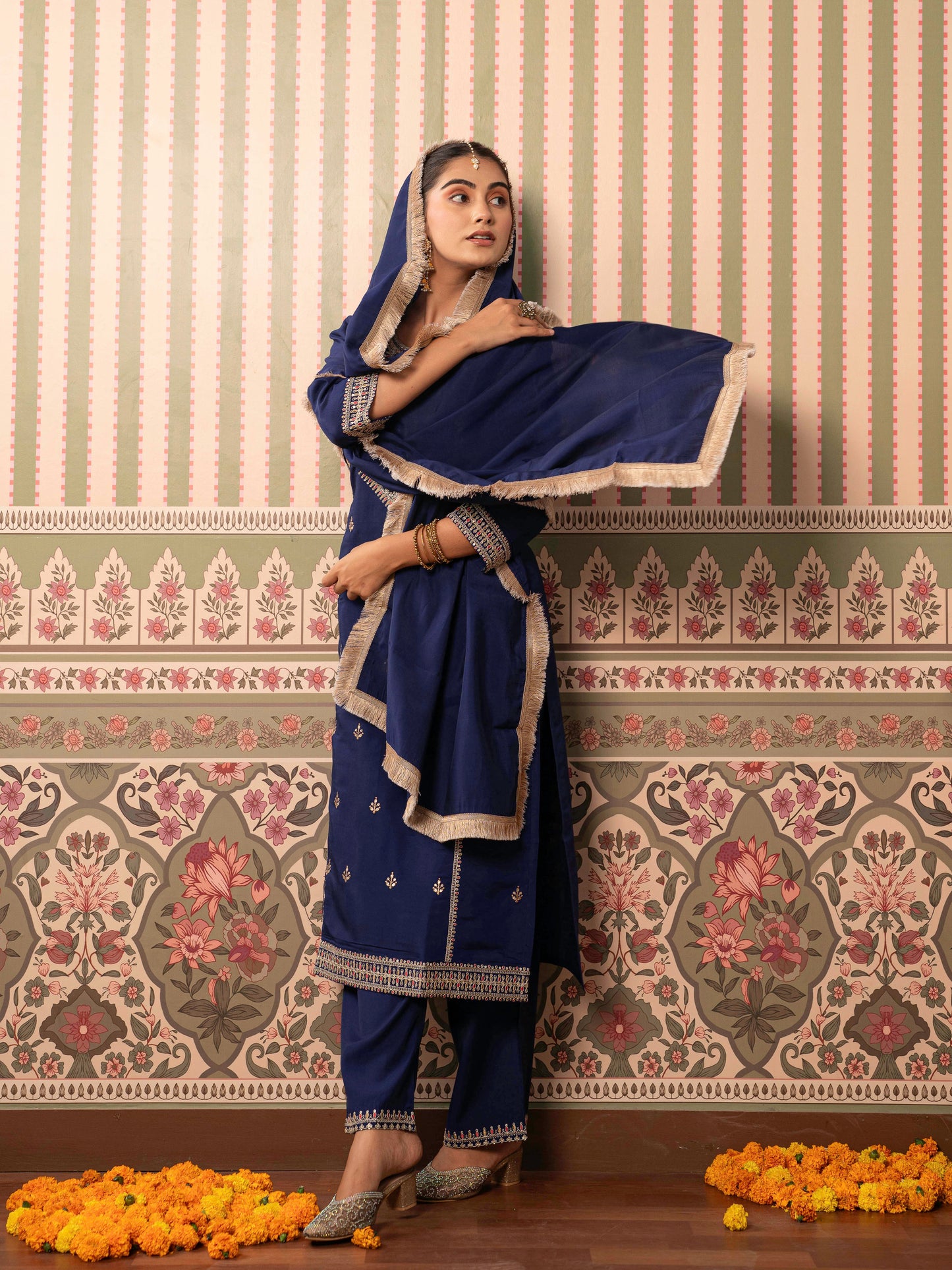 Chanderi Violet Dupatta