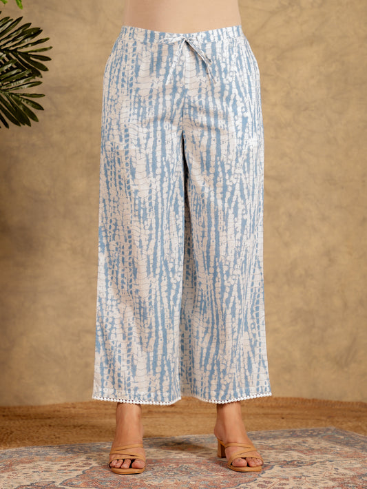 Soft Cotton Tie-Dye Blue Palazzo