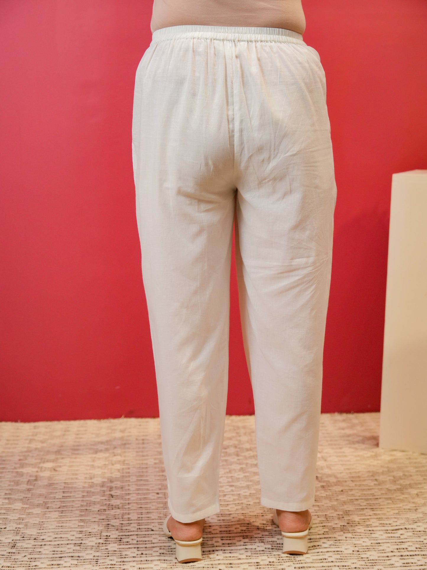 Soft Cotton Floral Flared Off White Kurta