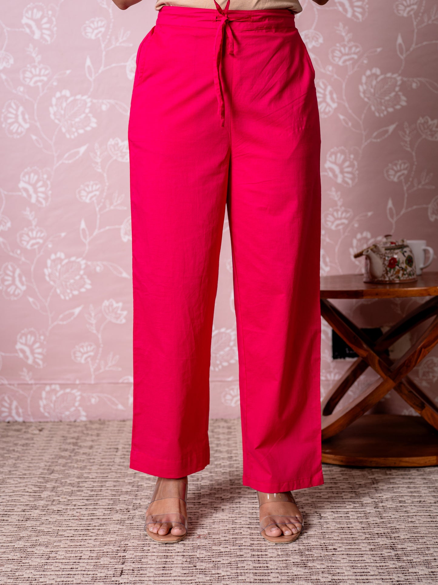 Soft cotton Butti Flared Pink Kurta