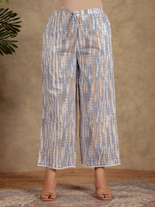 Soft Cotton Tie-Dye Blue Palazzo