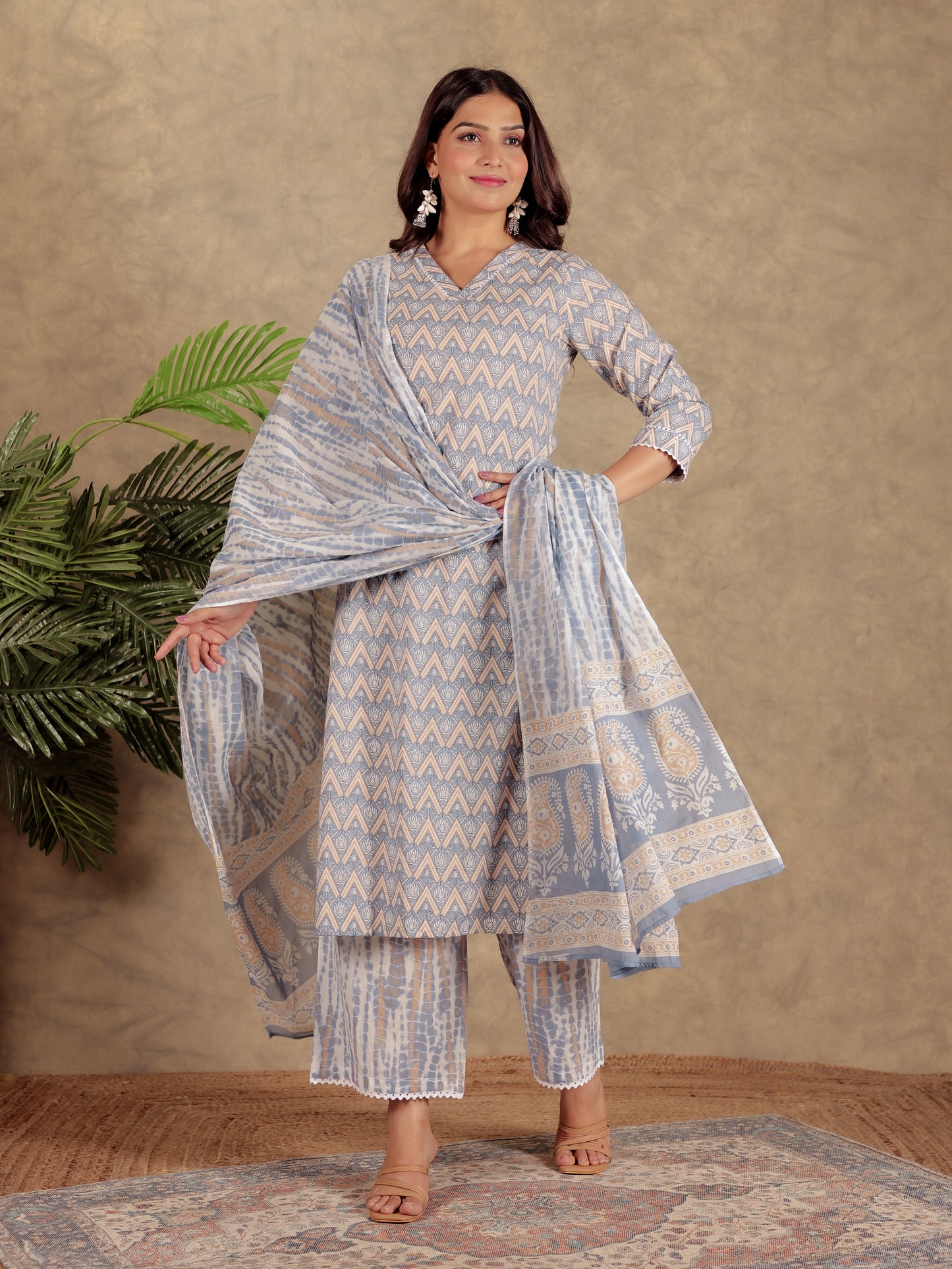 Soft Cotton Geometric Kurta