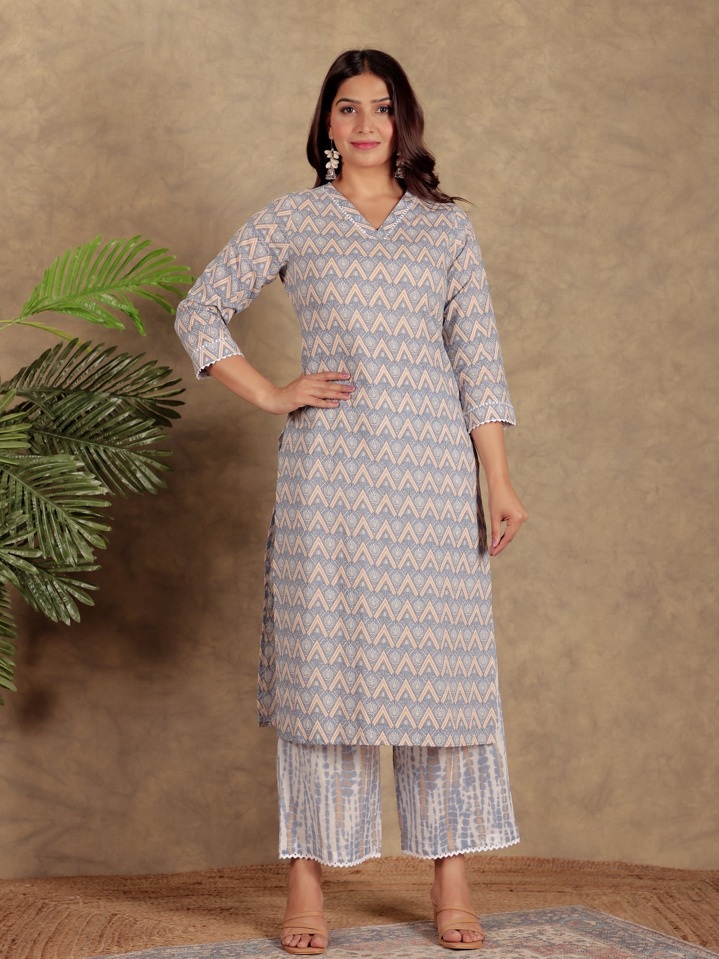 Soft Cotton Geometric Kurta