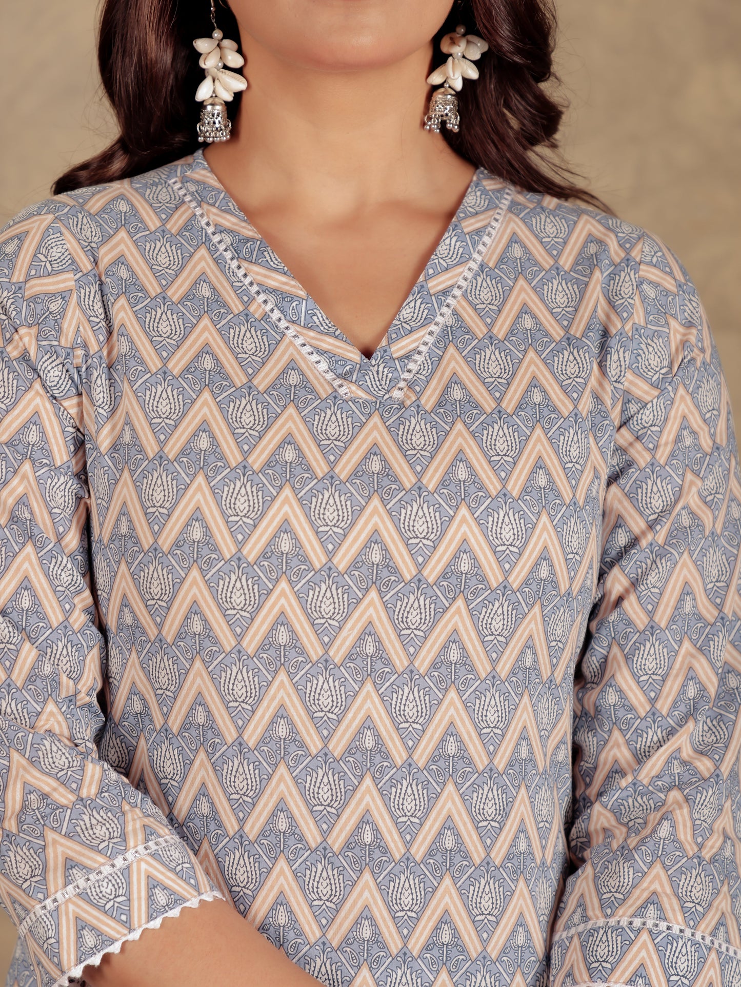 Soft Cotton Geometric Kurta