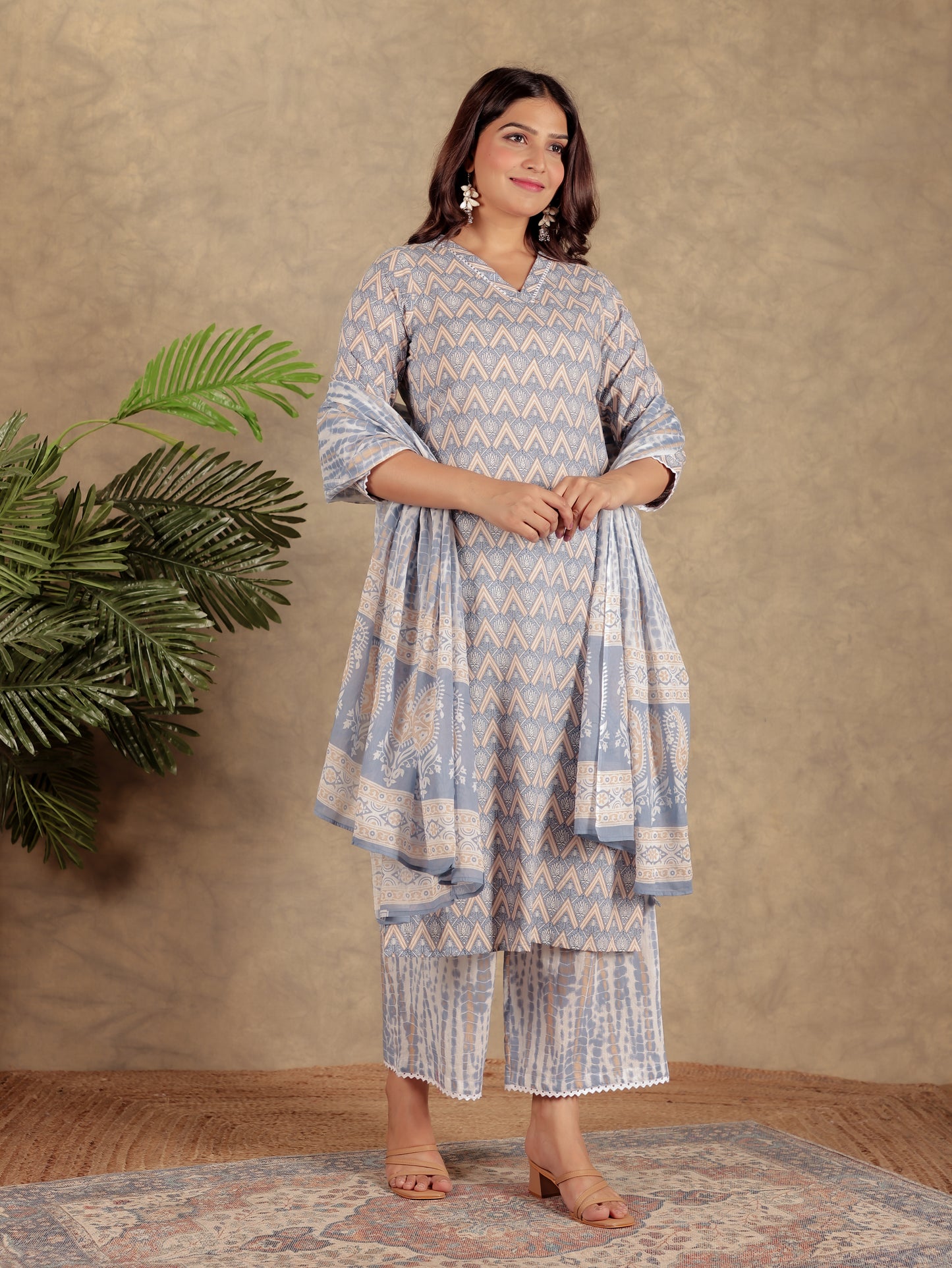 Soft Cotton Geometric Kurta