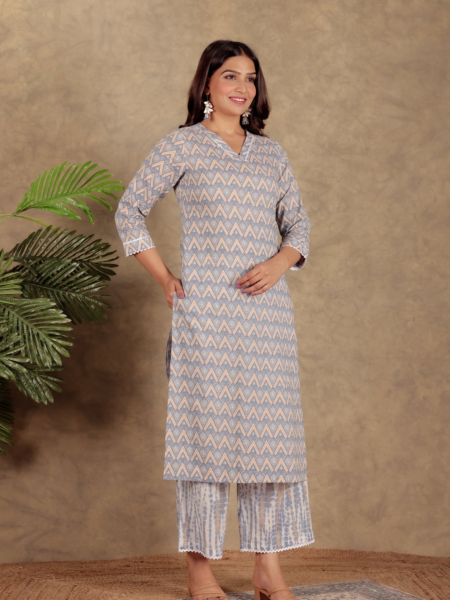 Soft Cotton Geometric Kurta