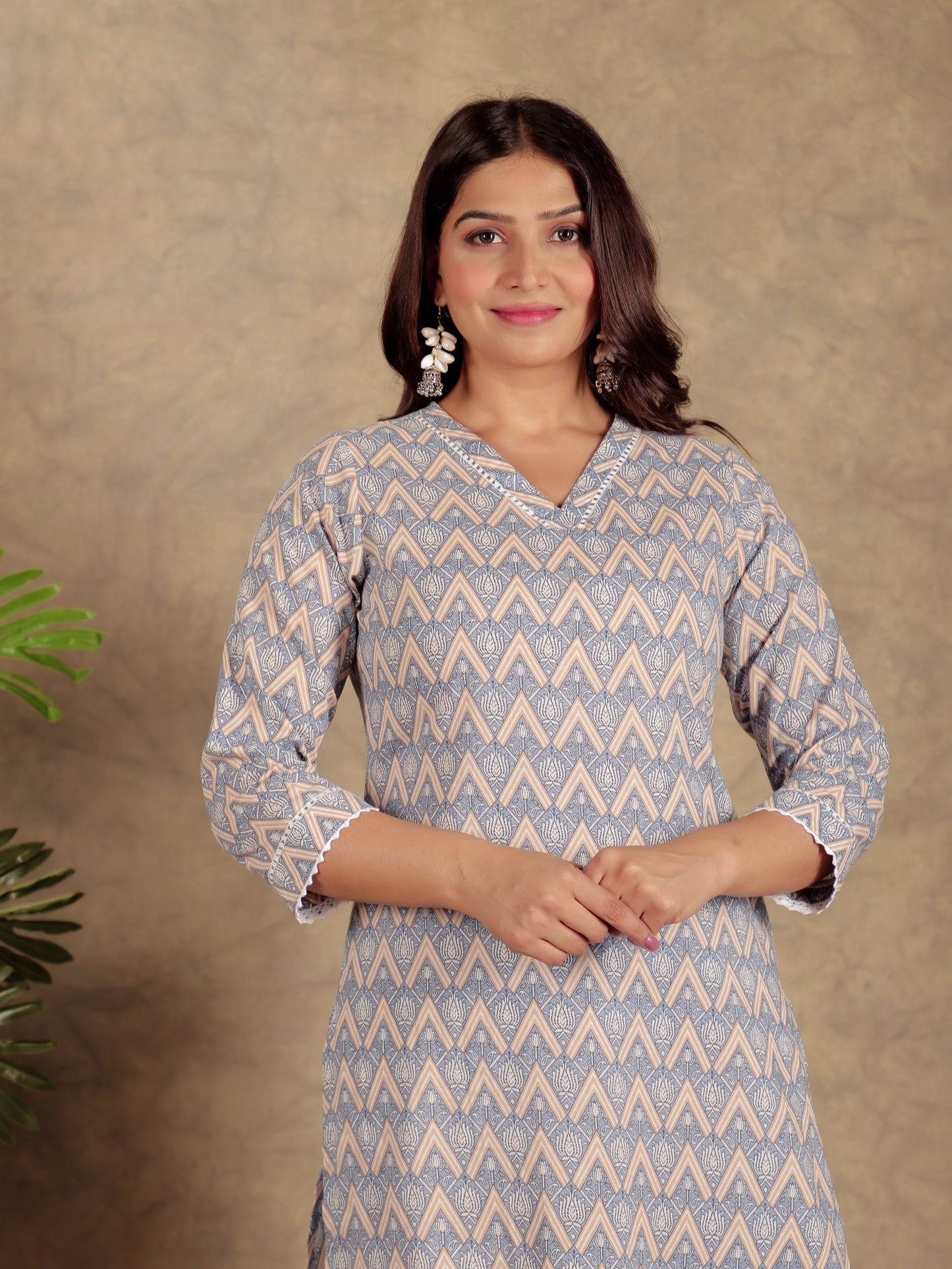 Soft Cotton Geometric Kurta