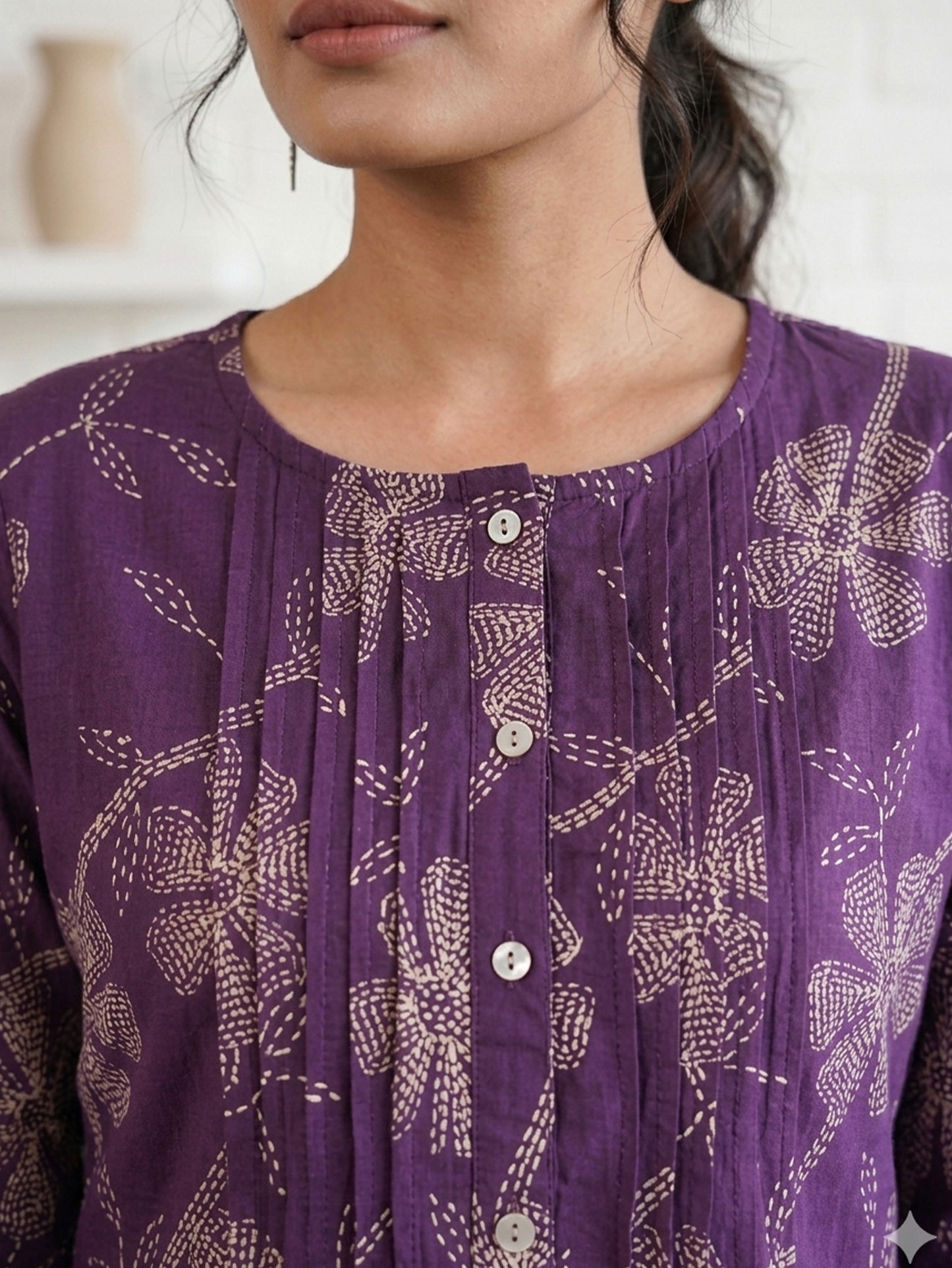 Viscose Floral Straight Purple Kurta