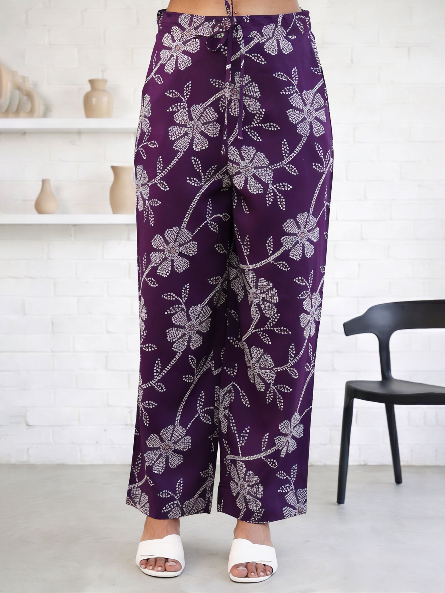 Viscose Floral Straight Purple Kurta