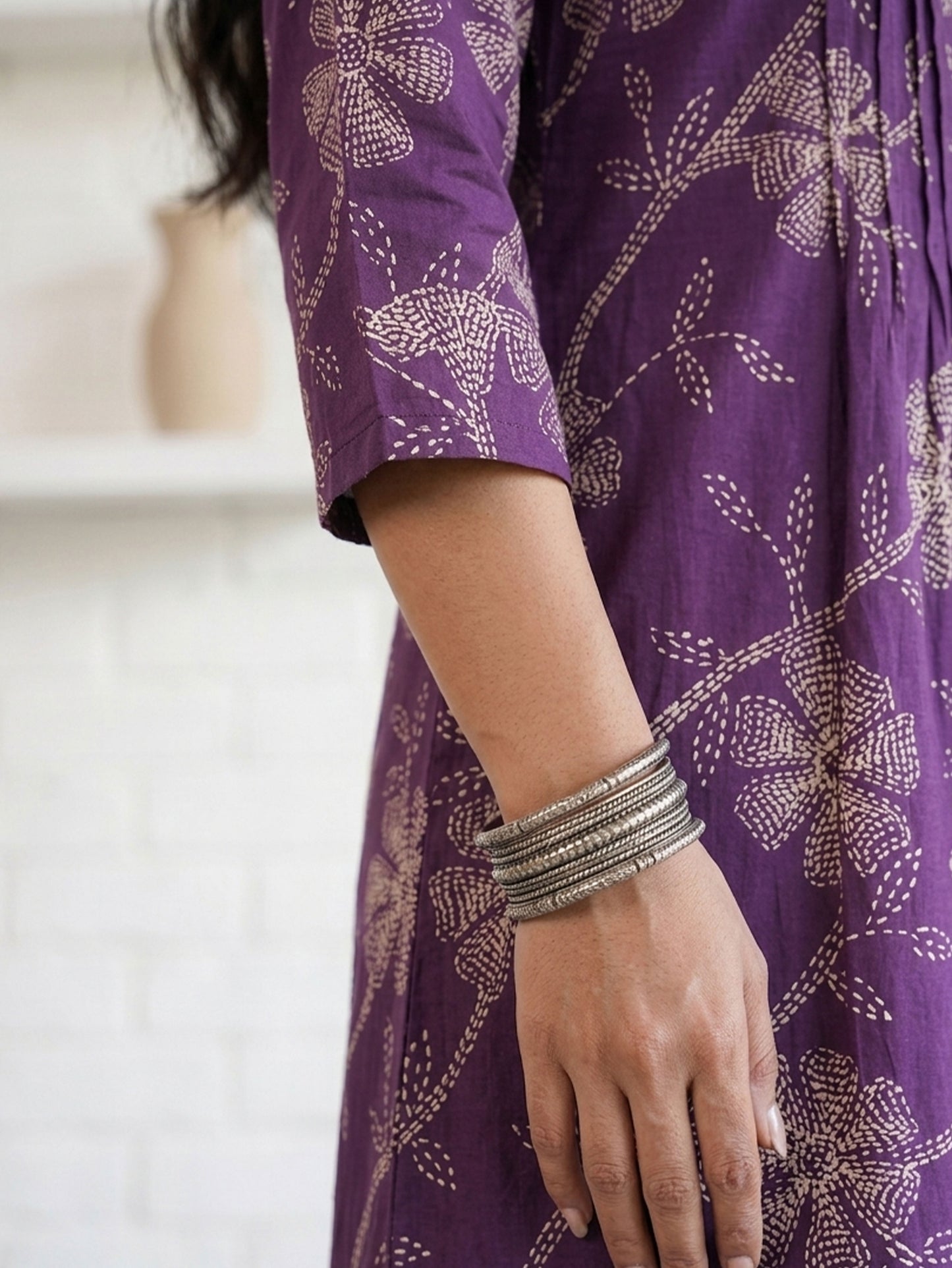 Viscose Floral Straight Purple Kurta