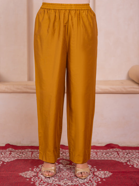 Blended silk Solid Yellow Palazzo