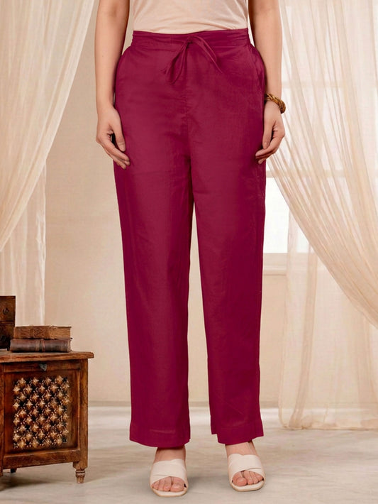 Soft Cotton Solid Pink Bottom Trousers