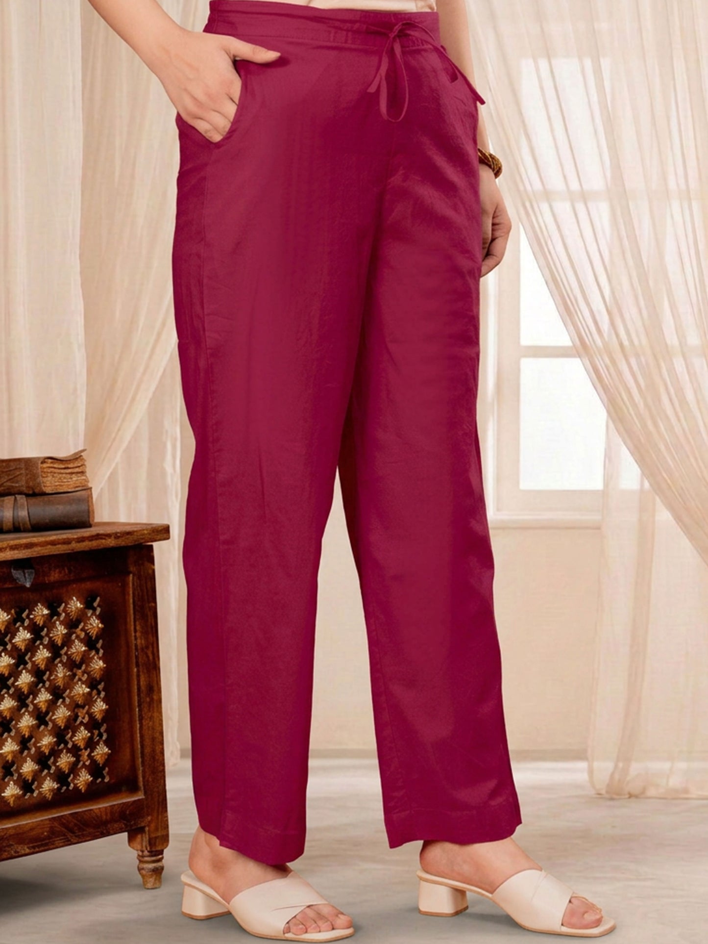 Embroidered Soft Cotton Solid Straight Pink Kurta