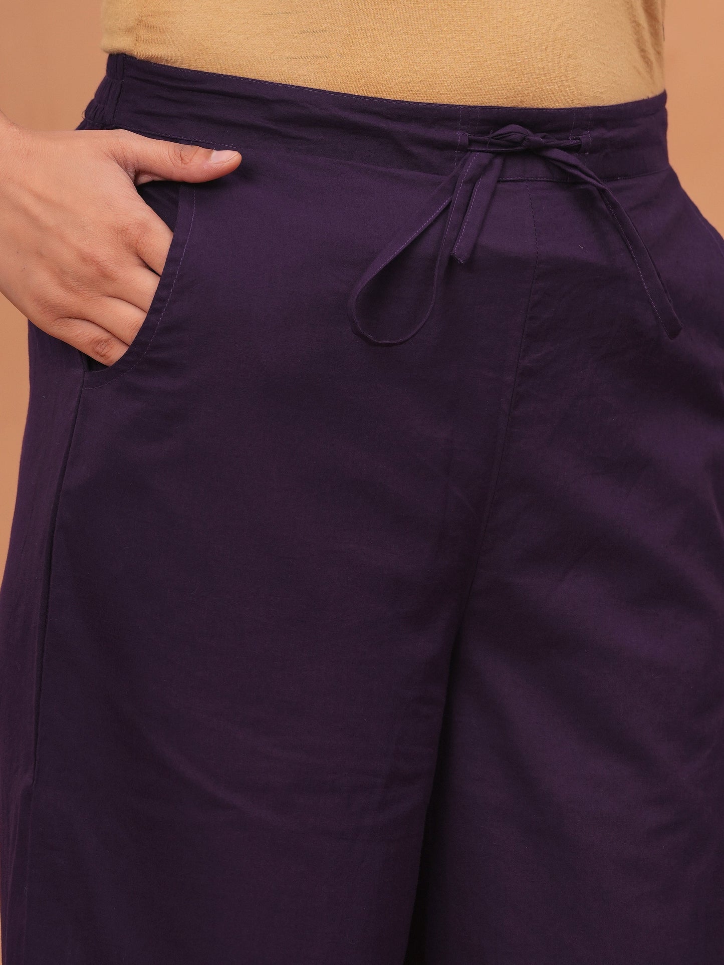 Embroidered Soft Cotton Solid Straight Violet Kurta