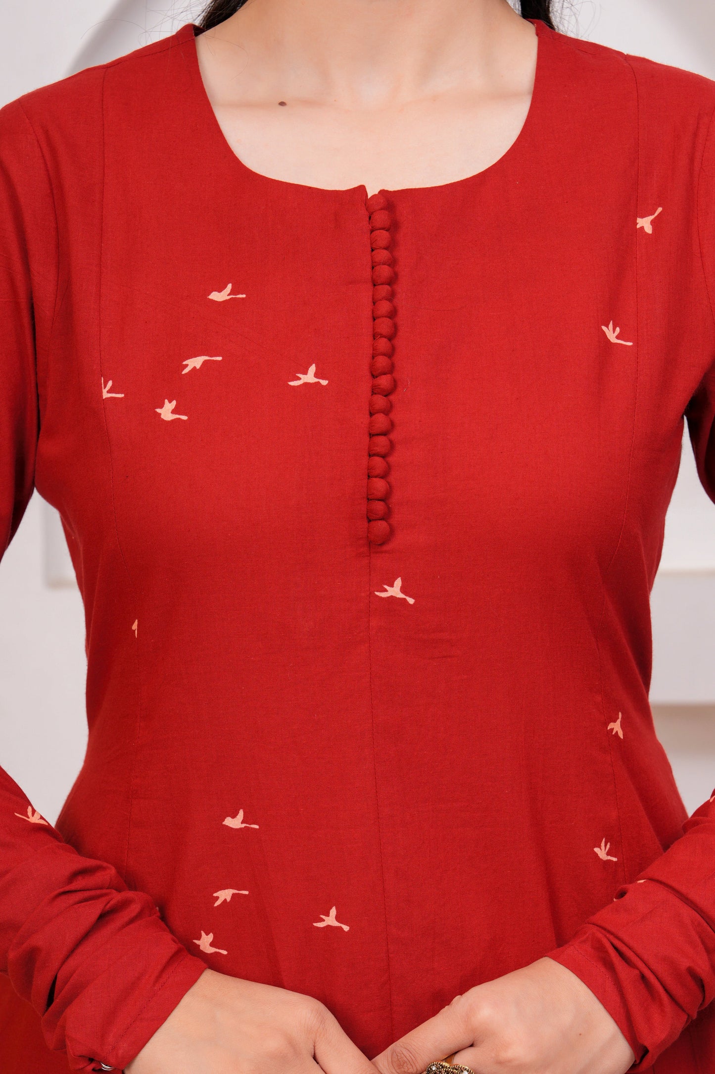 Soft Cotton Quirky A-line Red Kurta