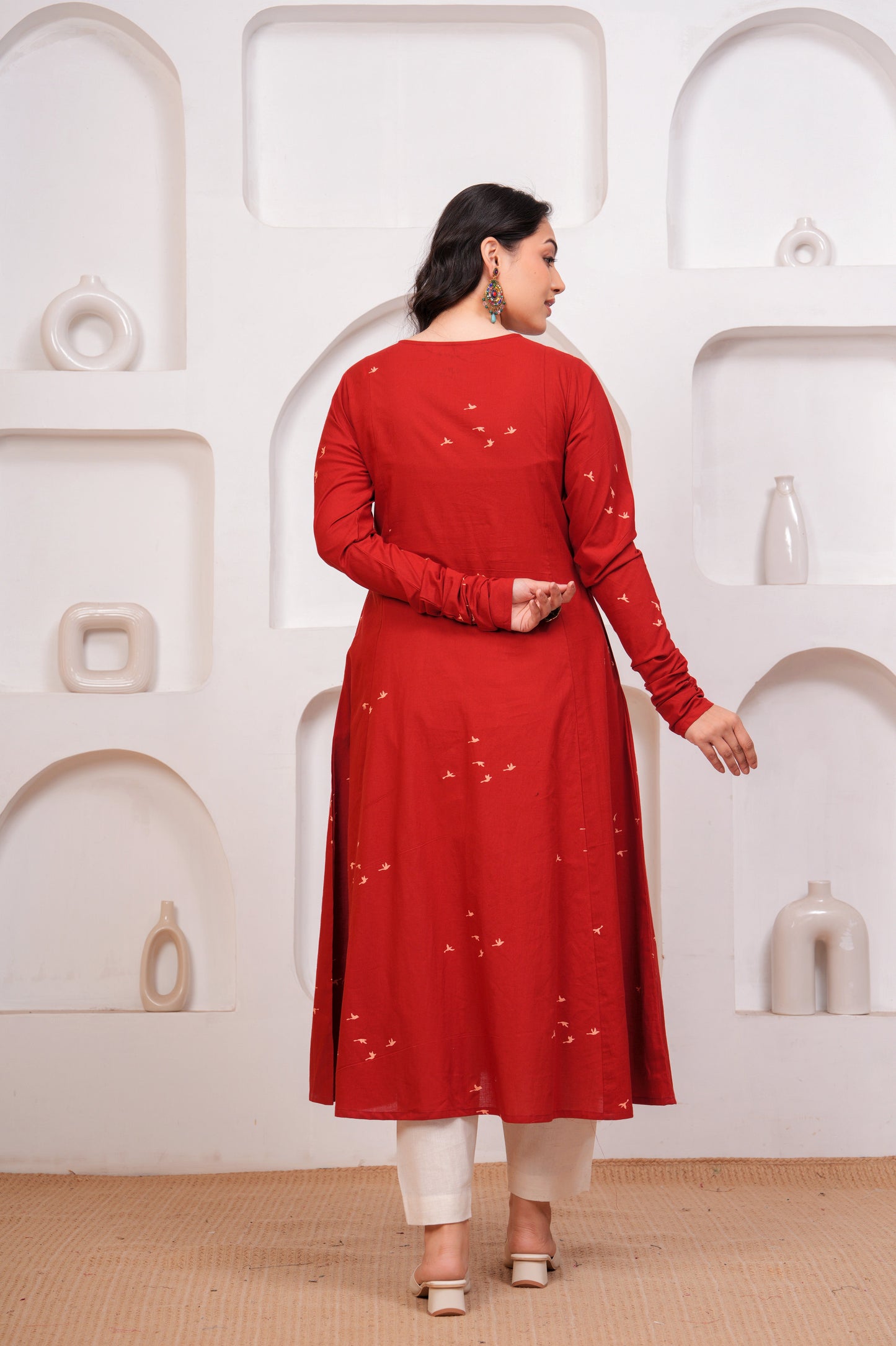 Soft Cotton Quirky A-line Red Kurta