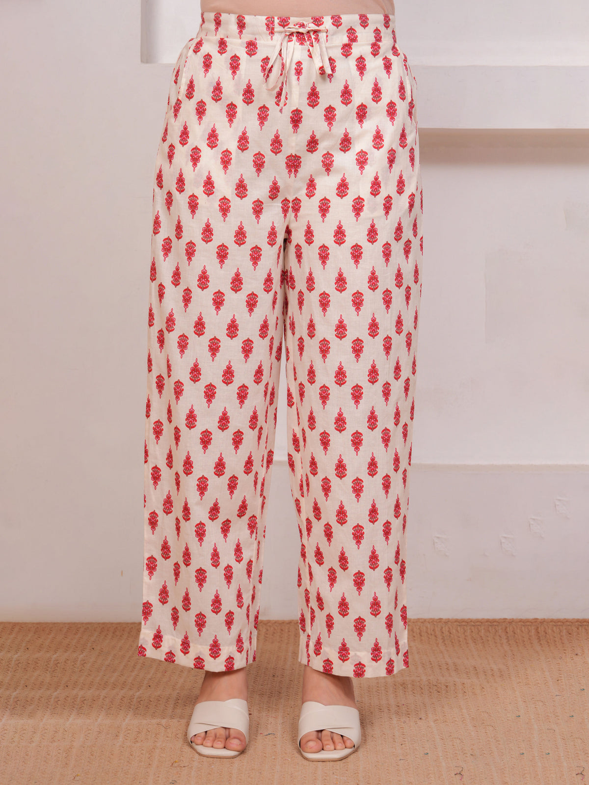 Embroidered Soft Cotton Floral Flared White Kurta