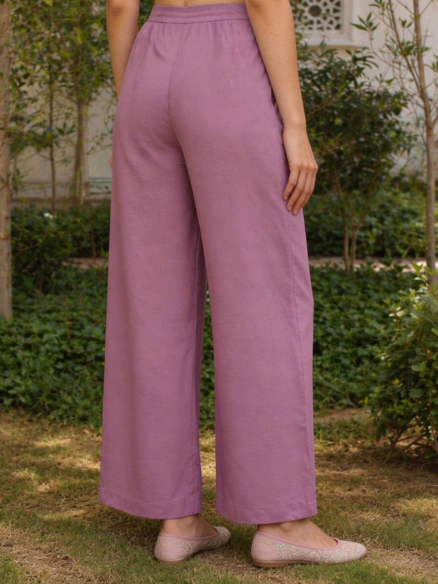 Embroidered Chanderi Solid Straight Lavender Kurta
