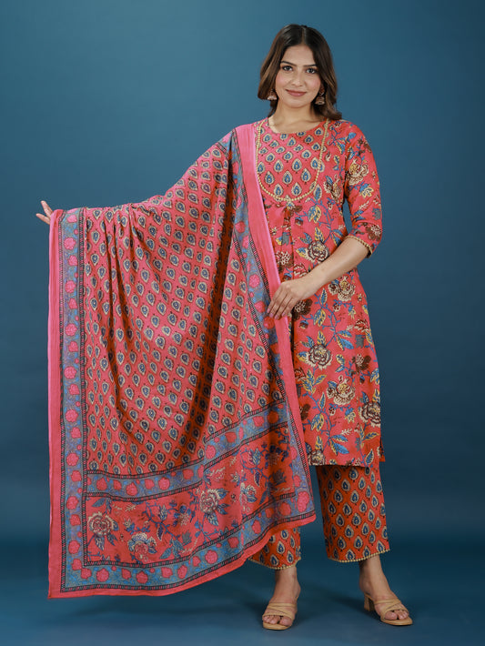 Voile Cotton Floral Dupatta