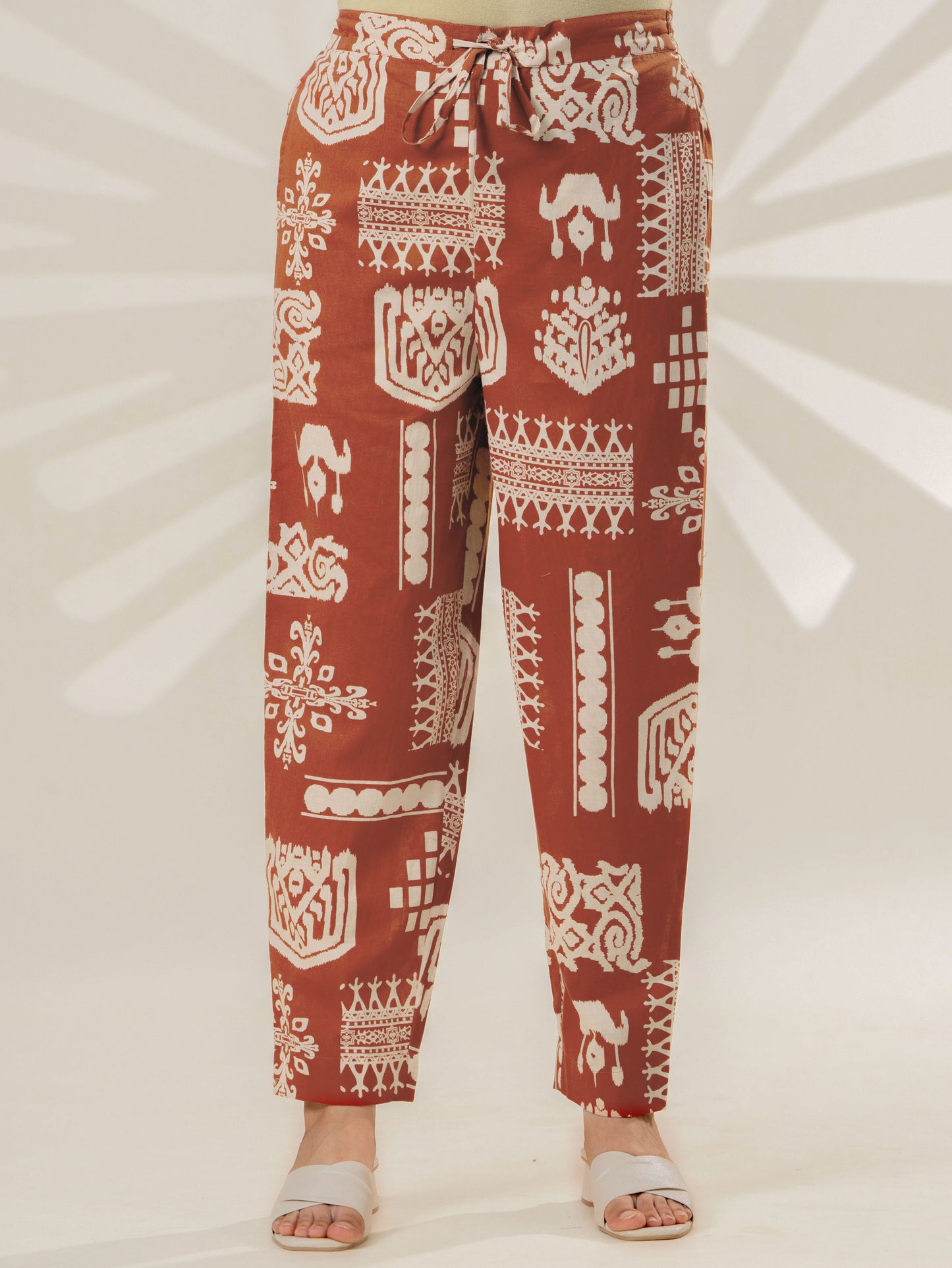 Soft cotton Tribal Rust Bottom Trousers