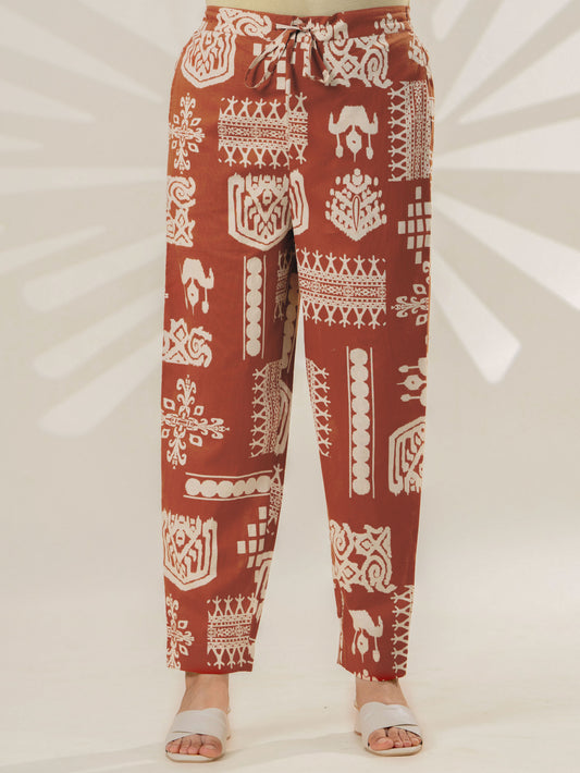 Soft cotton Tribal Rust Bottom Trousers