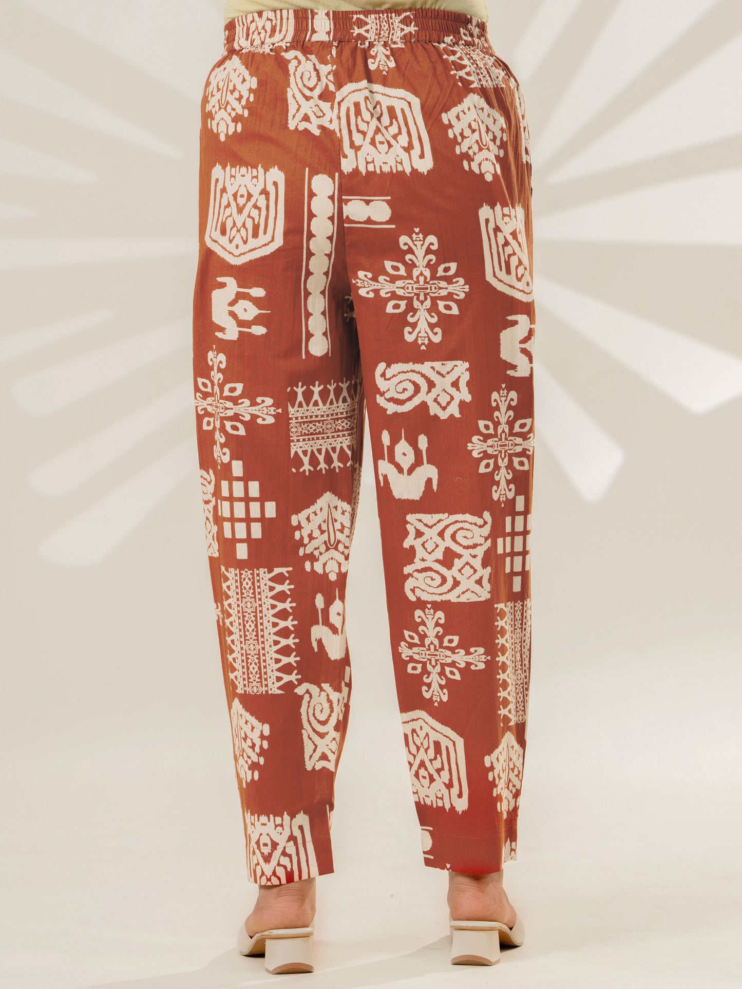 Soft cotton Tribal Rust Bottom Trousers