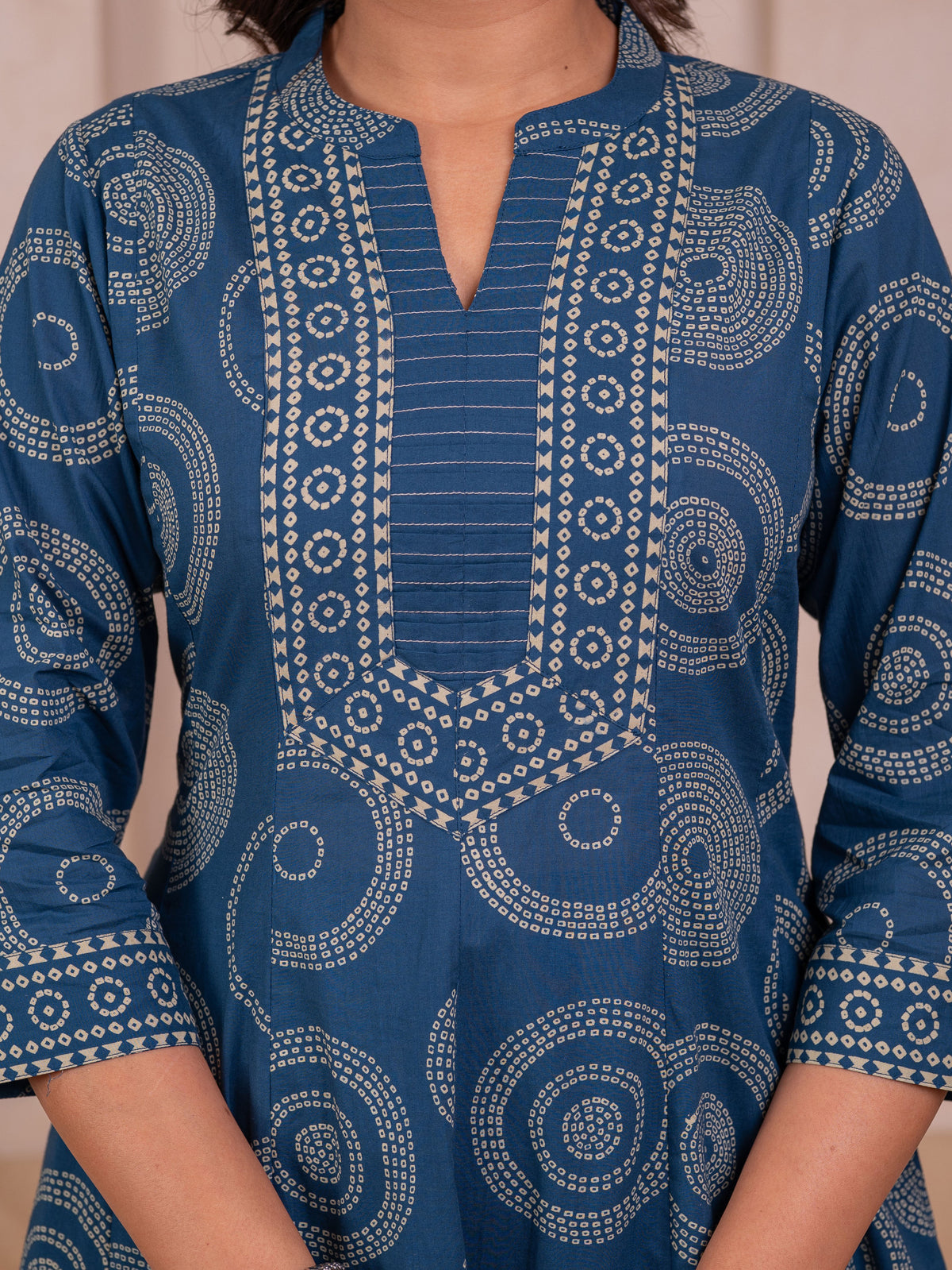 Soft cotton Bandhani Anarkali Blue Kurta