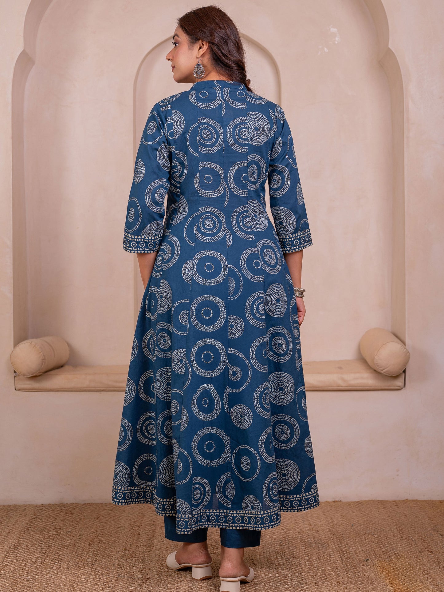 Soft cotton Bandhani Anarkali Blue Kurta