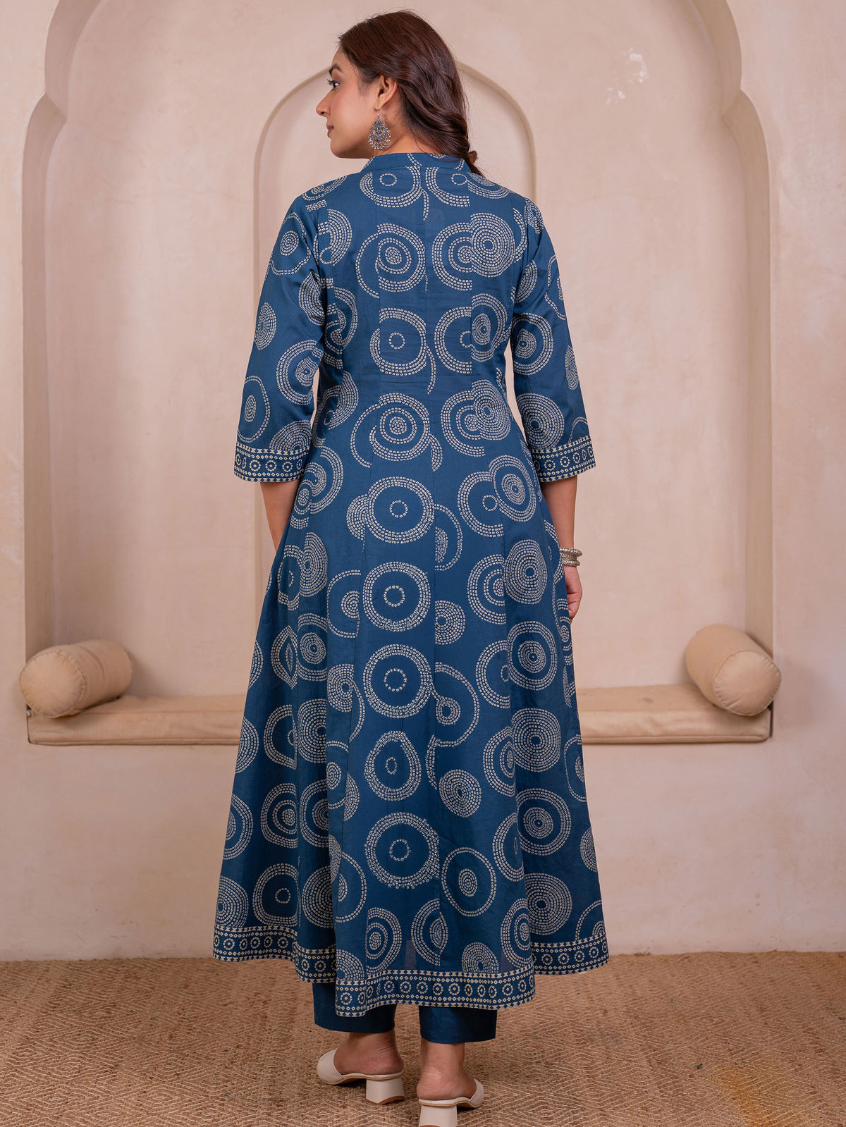 Soft cotton Bandhani Anarkali Blue Kurta
