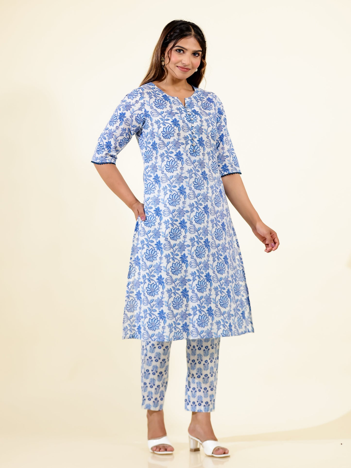 Soft Cotton Floral Kurta